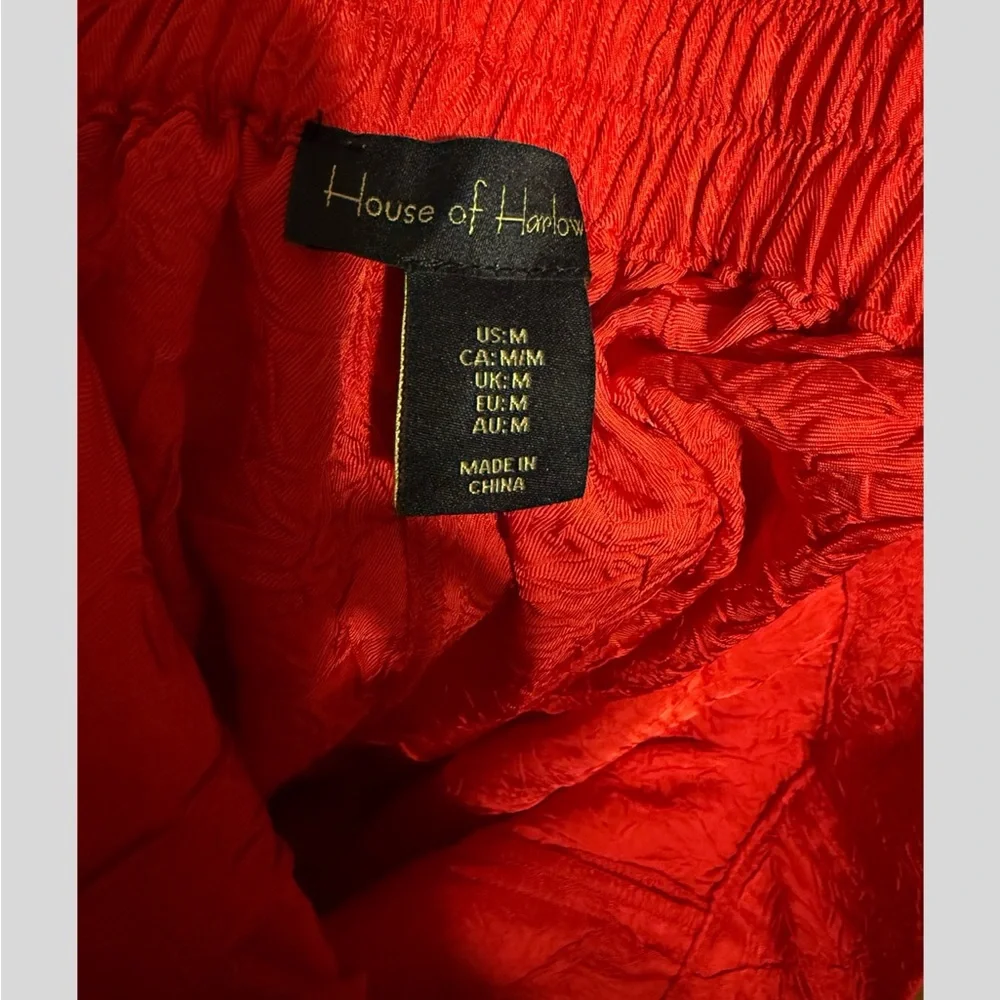 House of Harlow 1960 Red Textured Wide-Leg Pants - Picture 4 of 4